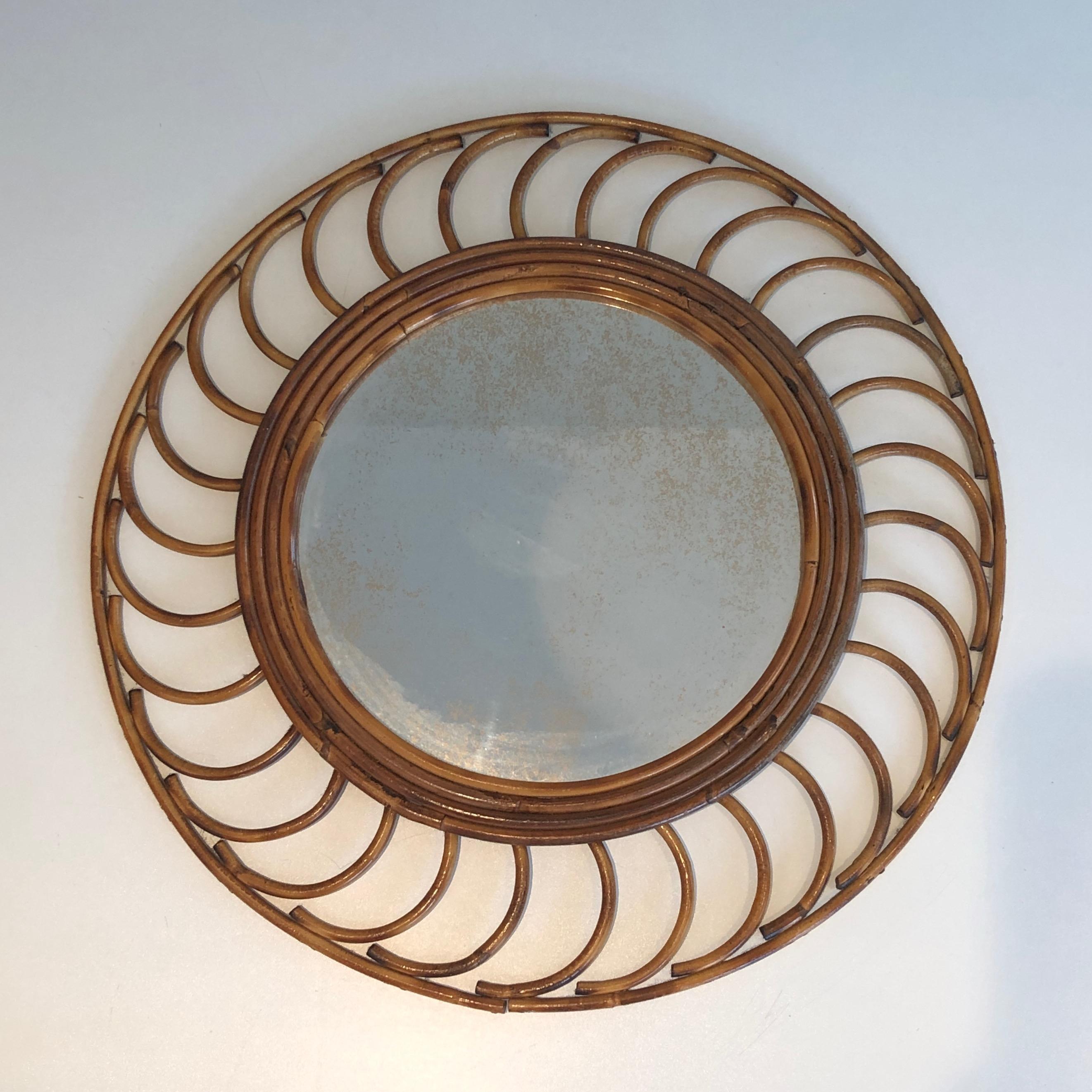 Rattan Mirror. French Work, circa 1970 For Sale 9