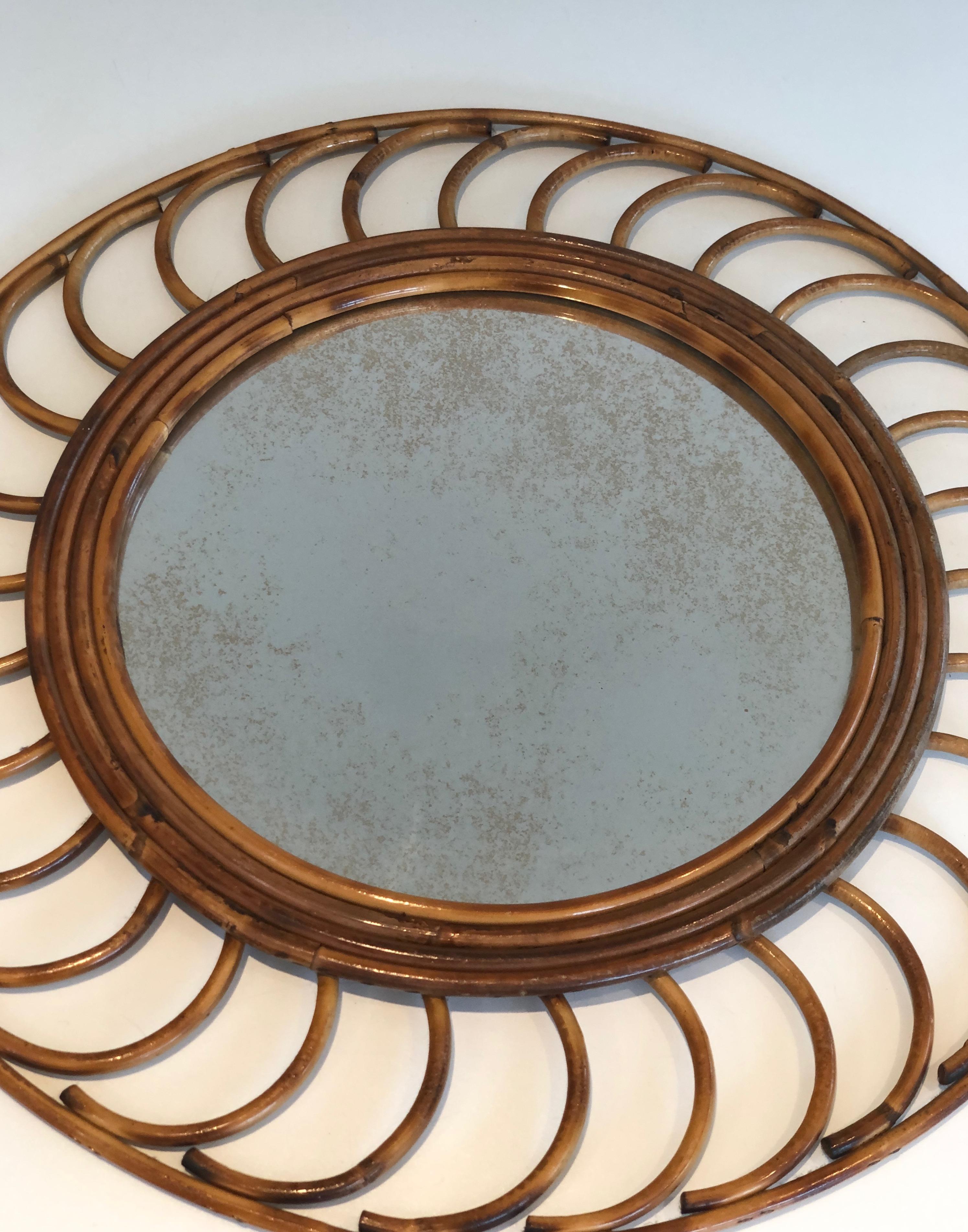Rattan Mirror. French Work, circa 1970 For Sale 1