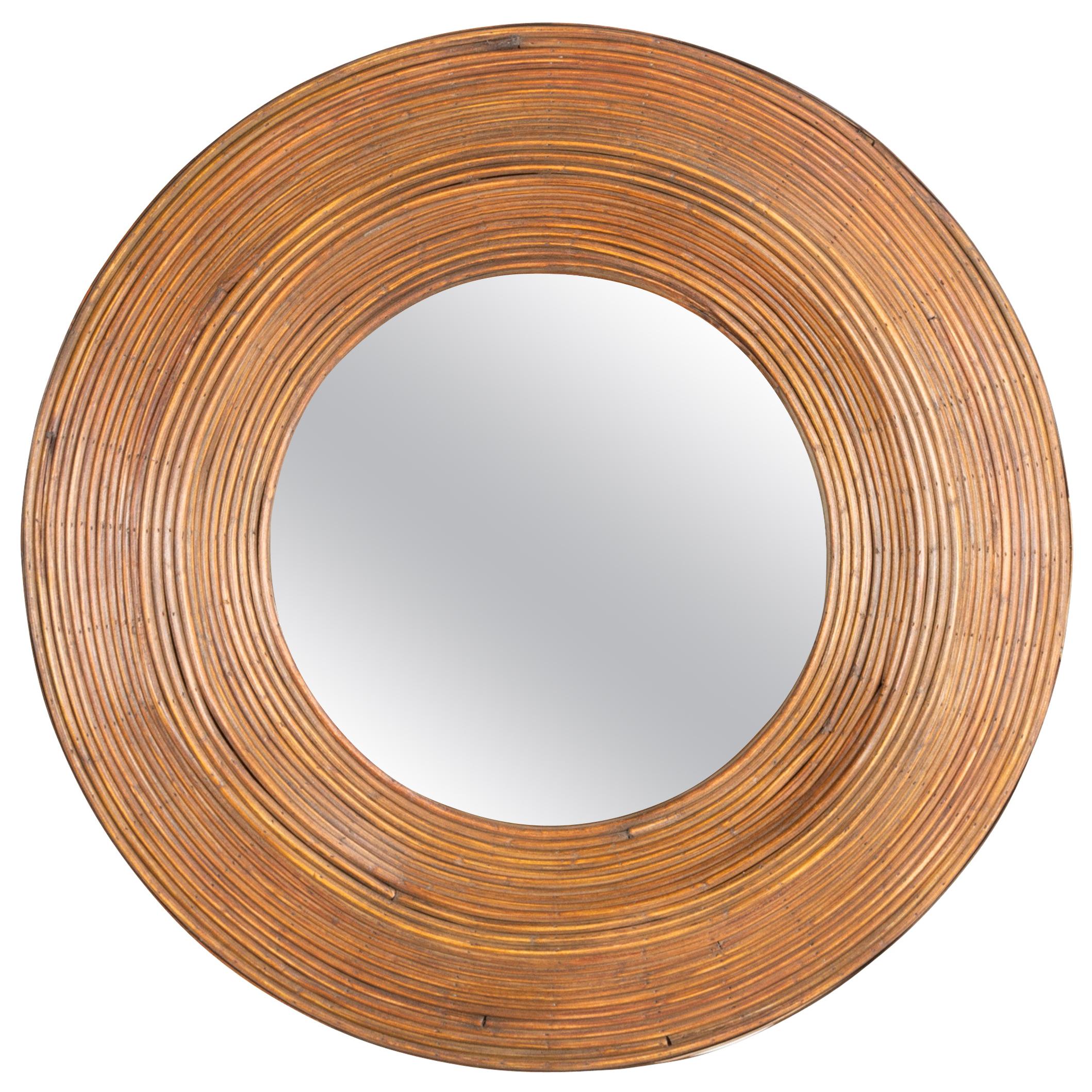 Rattan Mirror in the Manner of Consuelo Crespi