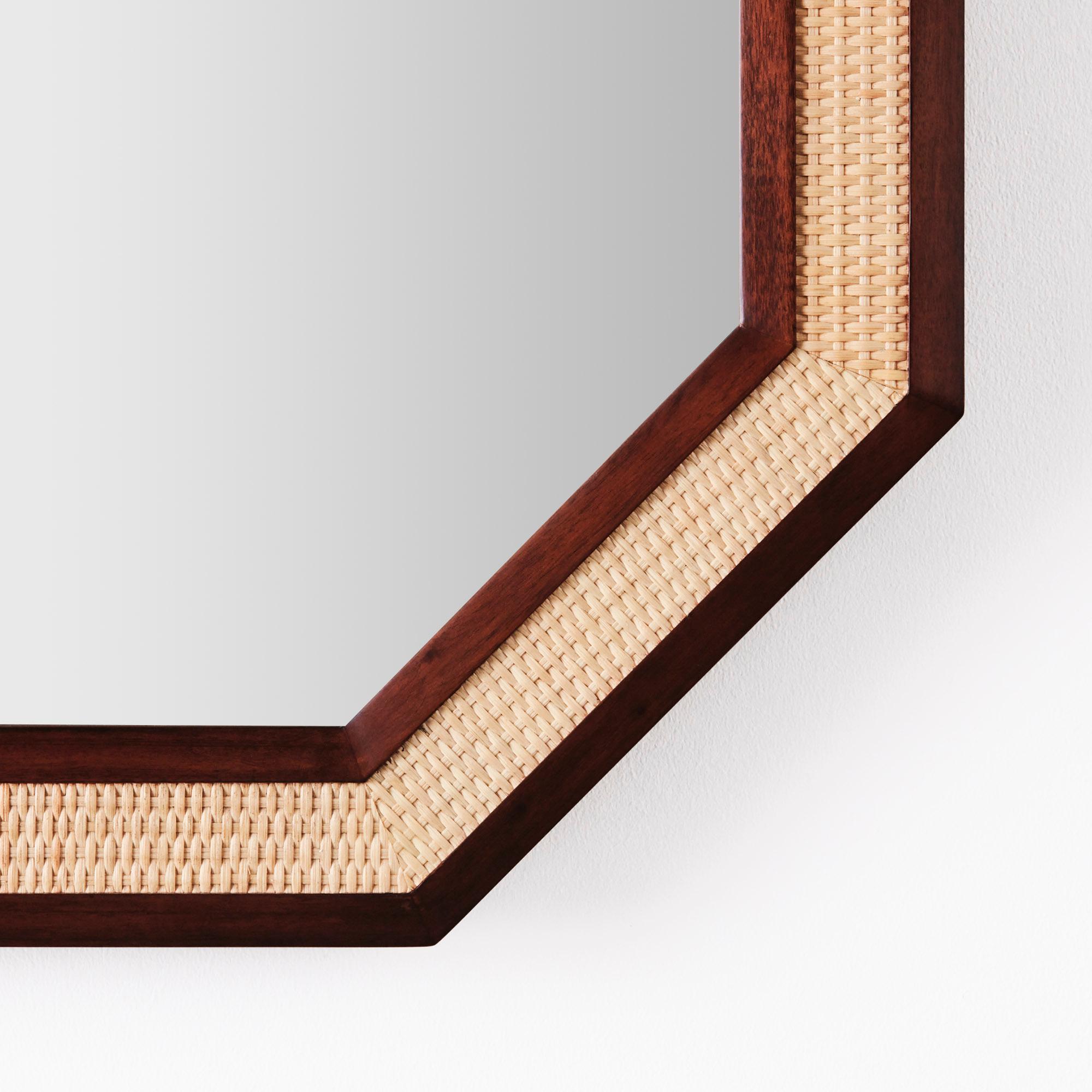 Mid-Century Modern Miroir en rotin large en vente