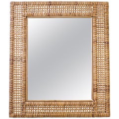 Rattan Mirror Made in Sweden, 1950s