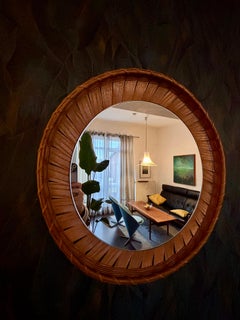 Rattan Mirror with Shelf