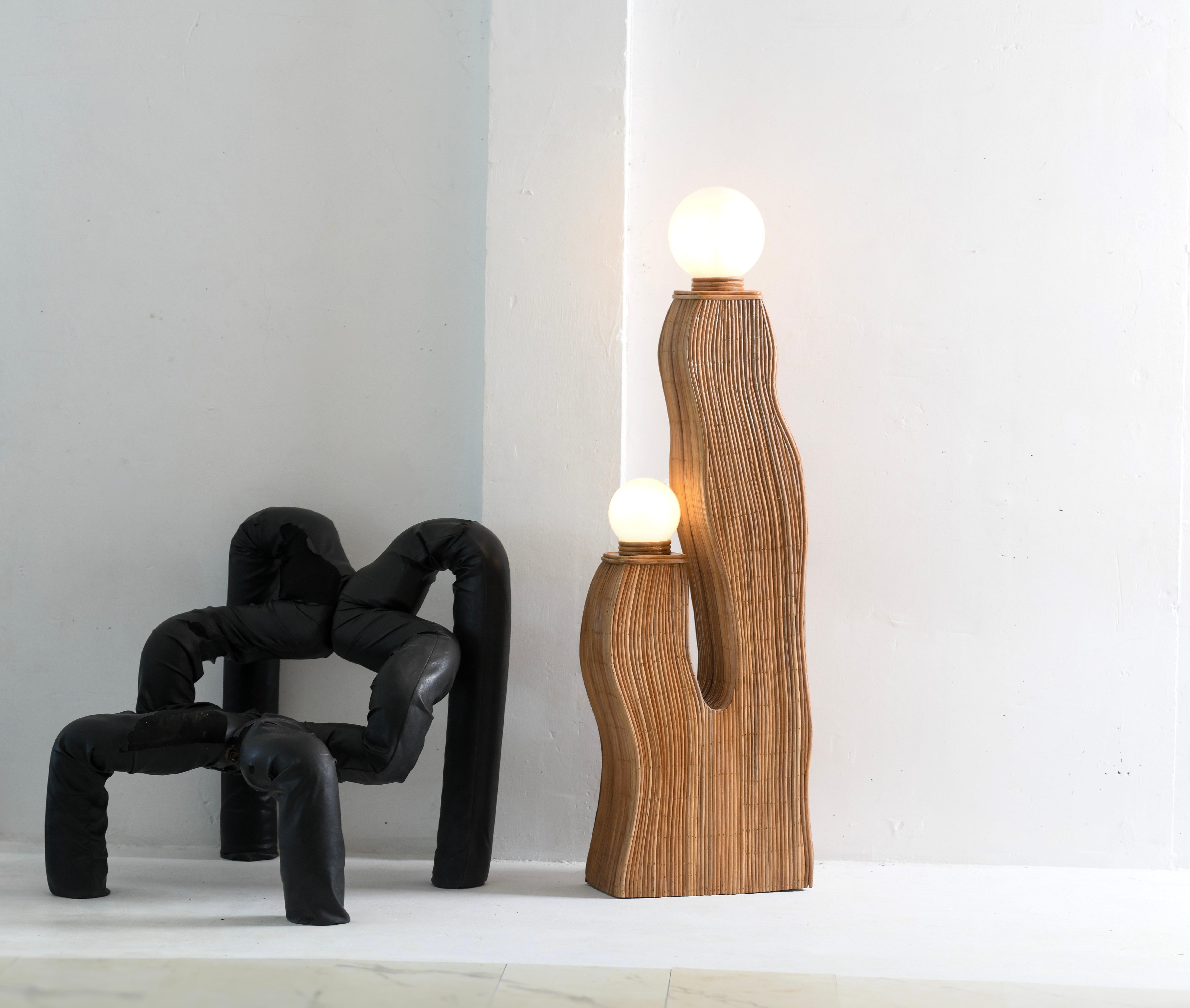 Mid-Century Modern Rattan Modern Bella, Floor Lamp For Sale