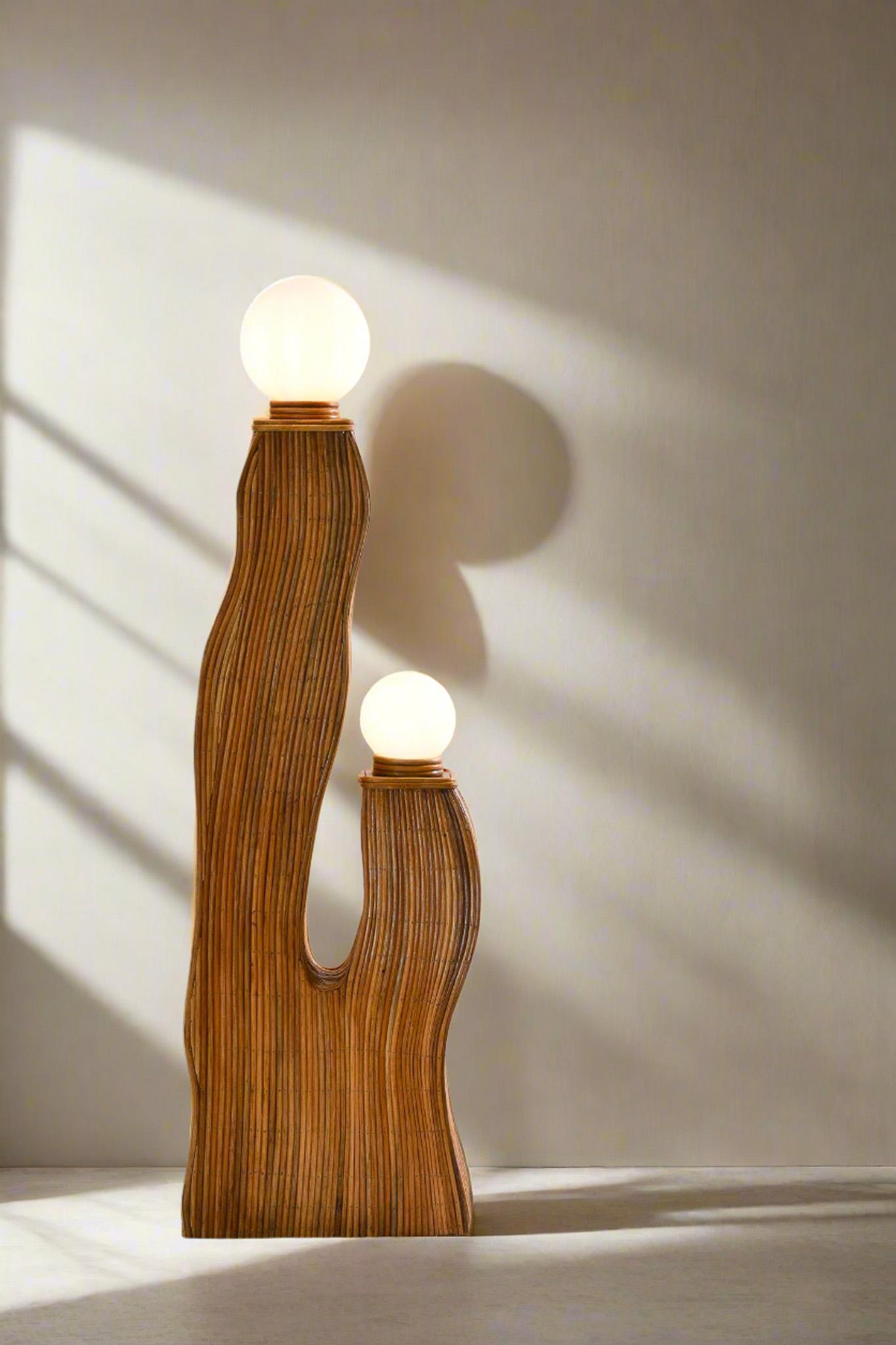 Philippine Rattan Modern Bella, Floor Lamp For Sale