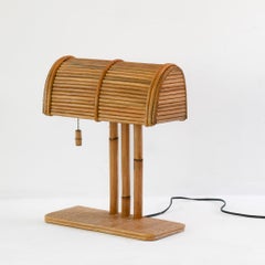 Lámpara de escritorio moderna de ratán, hecha a mano en abacá y ratán, estilo art déco