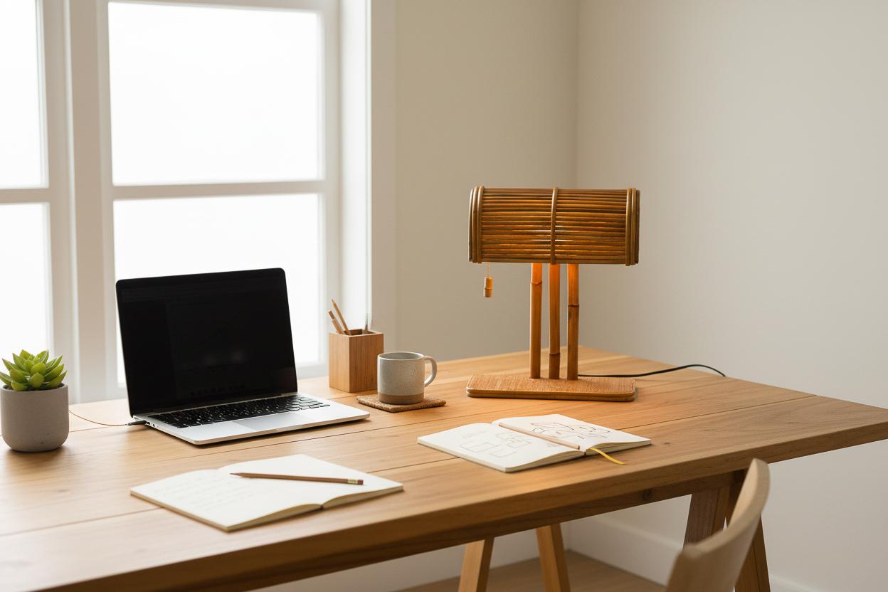 Rattan Modern Desk Lamp, Handcrafted Abaca and Rattan, Art Deco Style ...