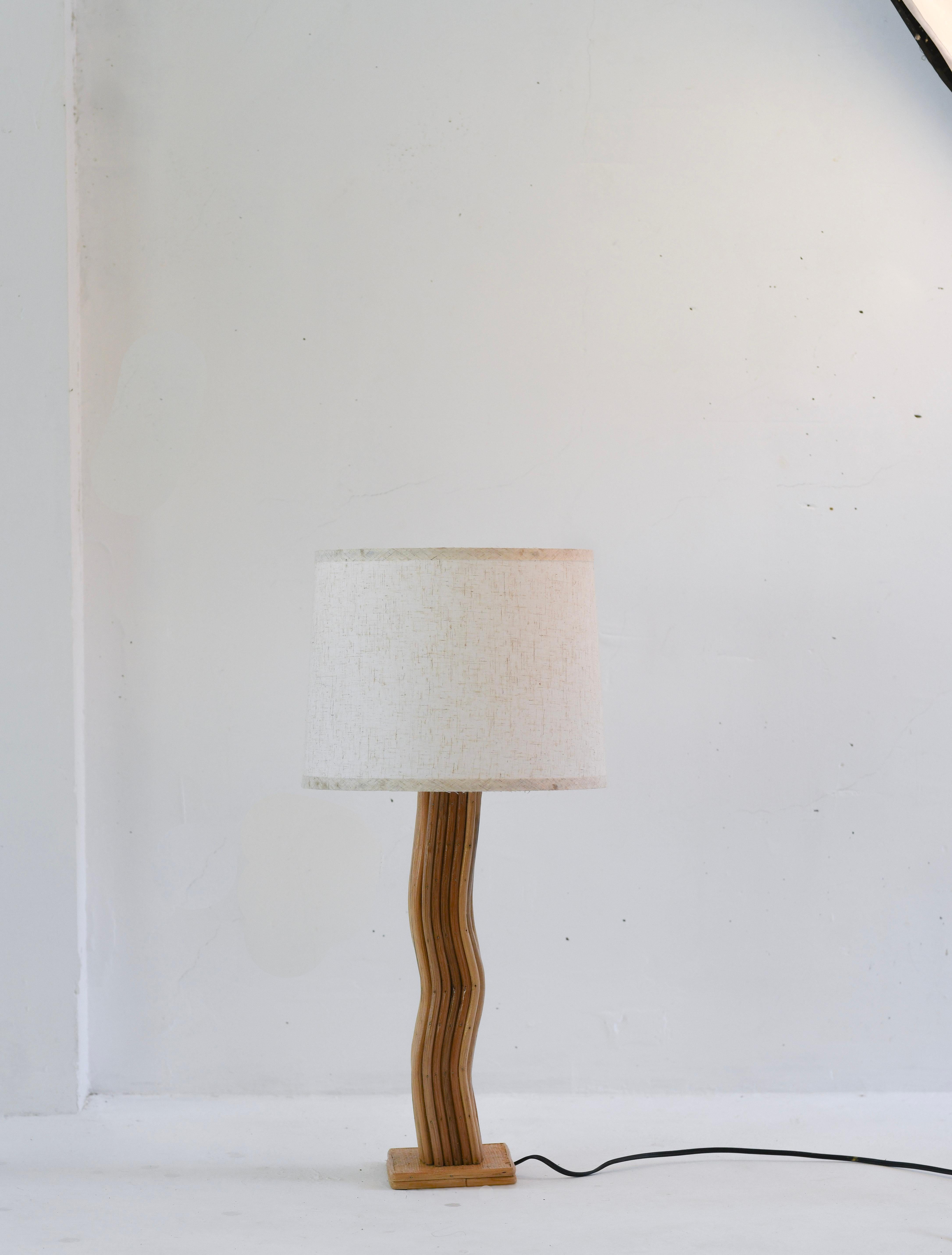 Philippine Rattan Modern Wave Lamp For Sale