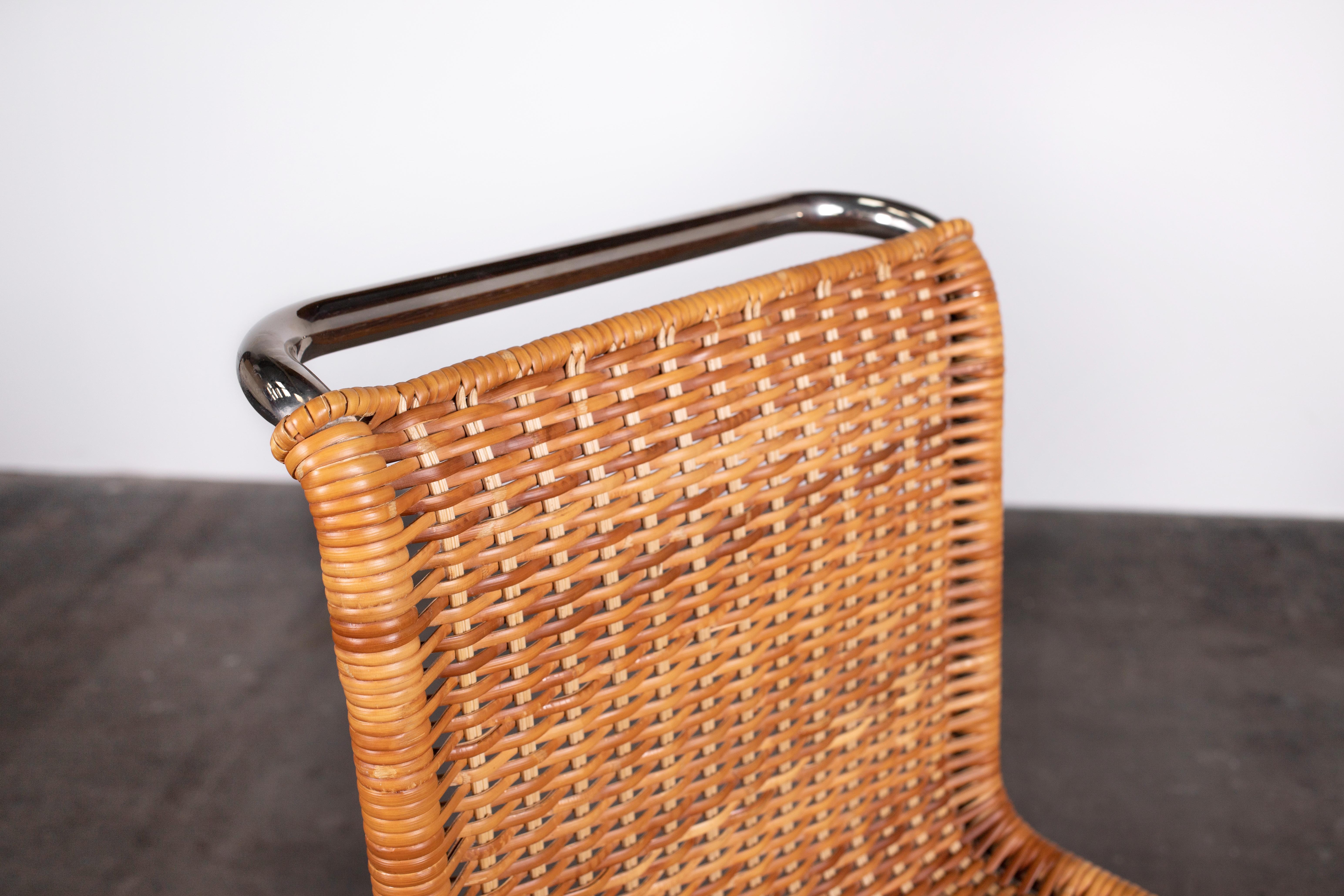 Rattan MR Chair by Mies Van Der Rohe, Rare Elegant Tecta Variant For Sale 3