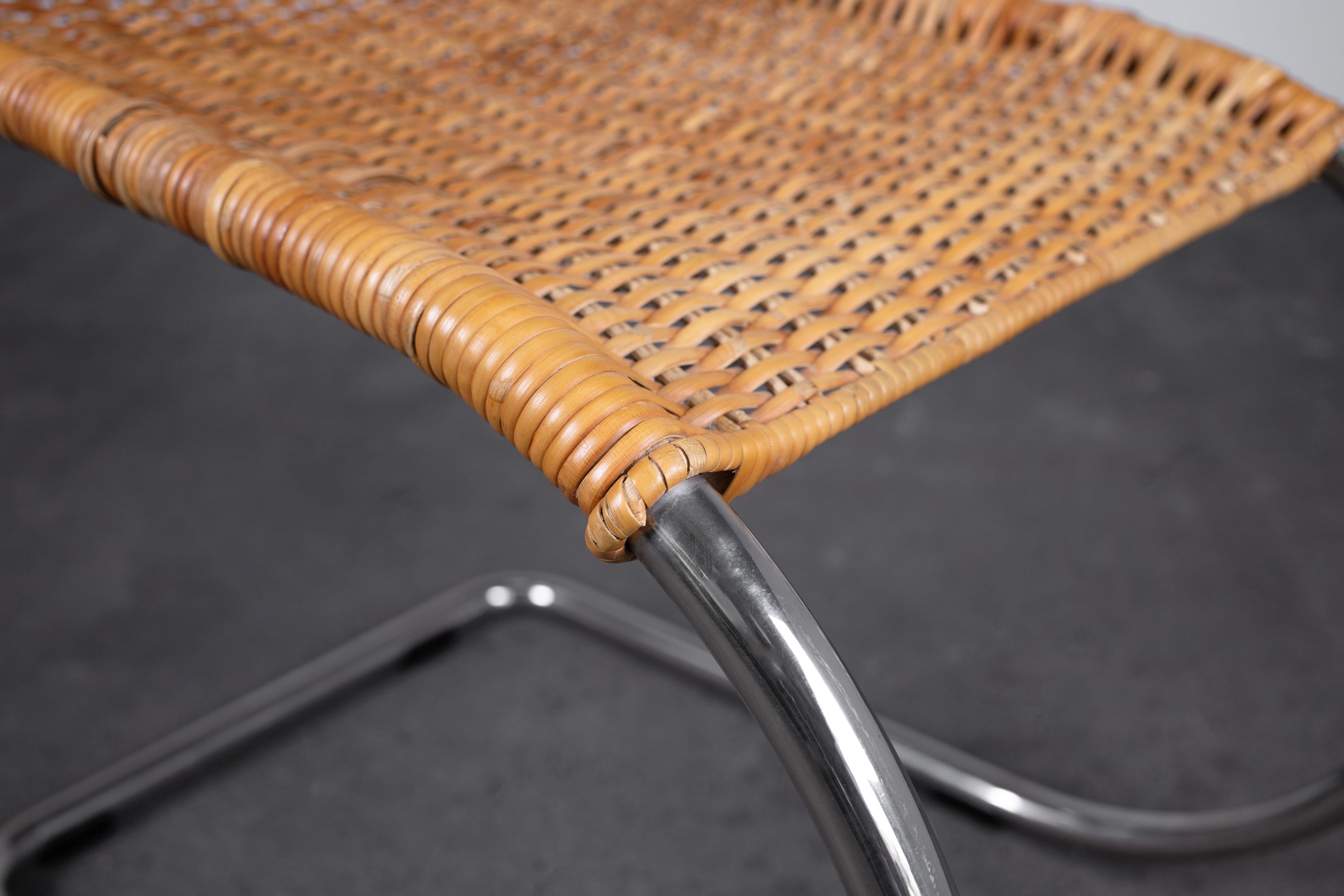 Rattan MR Chair by Mies Van Der Rohe, Rare Elegant Tecta Variant For Sale 4