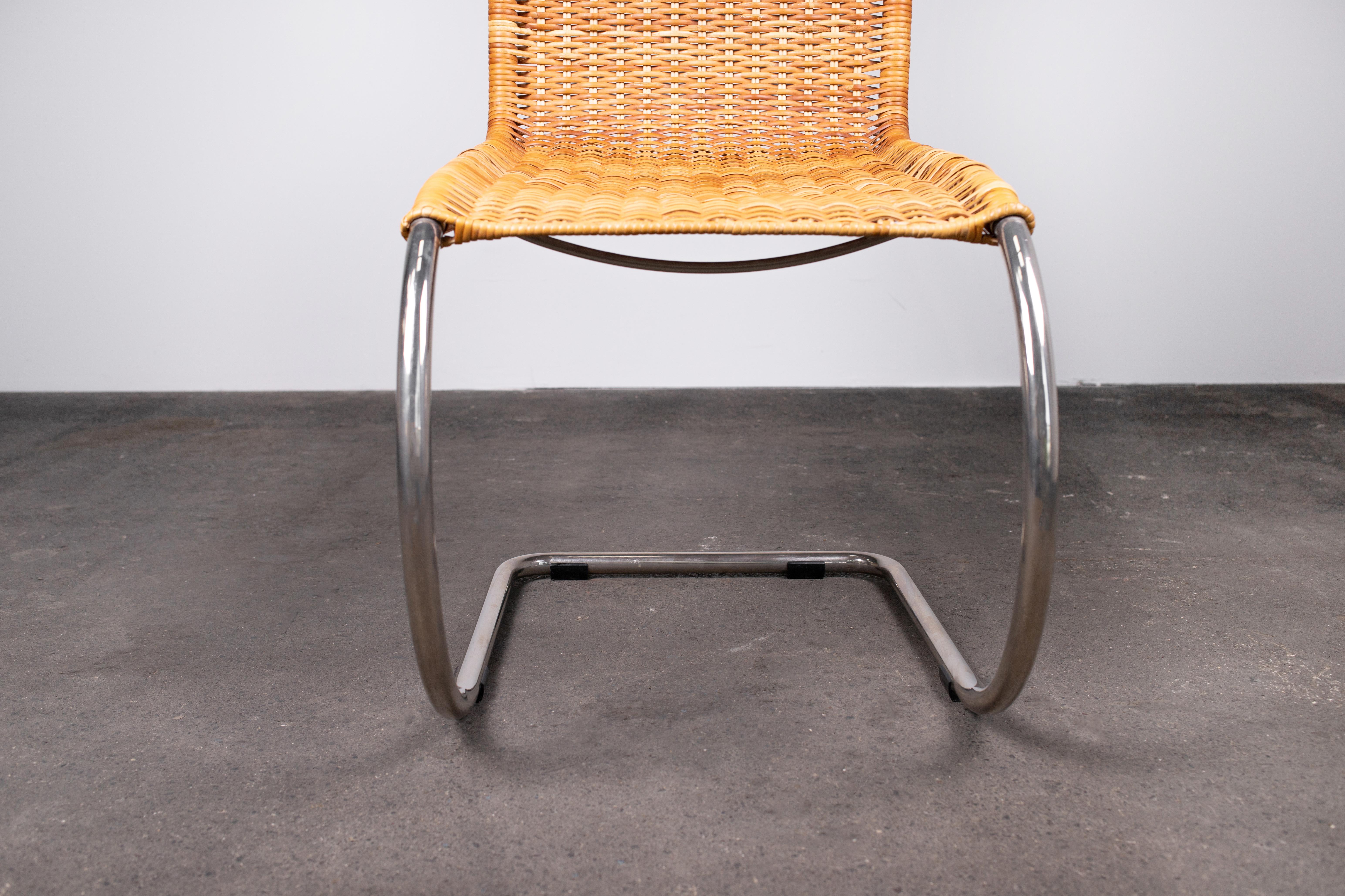Rattan MR Chair by Mies Van Der Rohe, Rare Elegant Tecta Variant For Sale 7