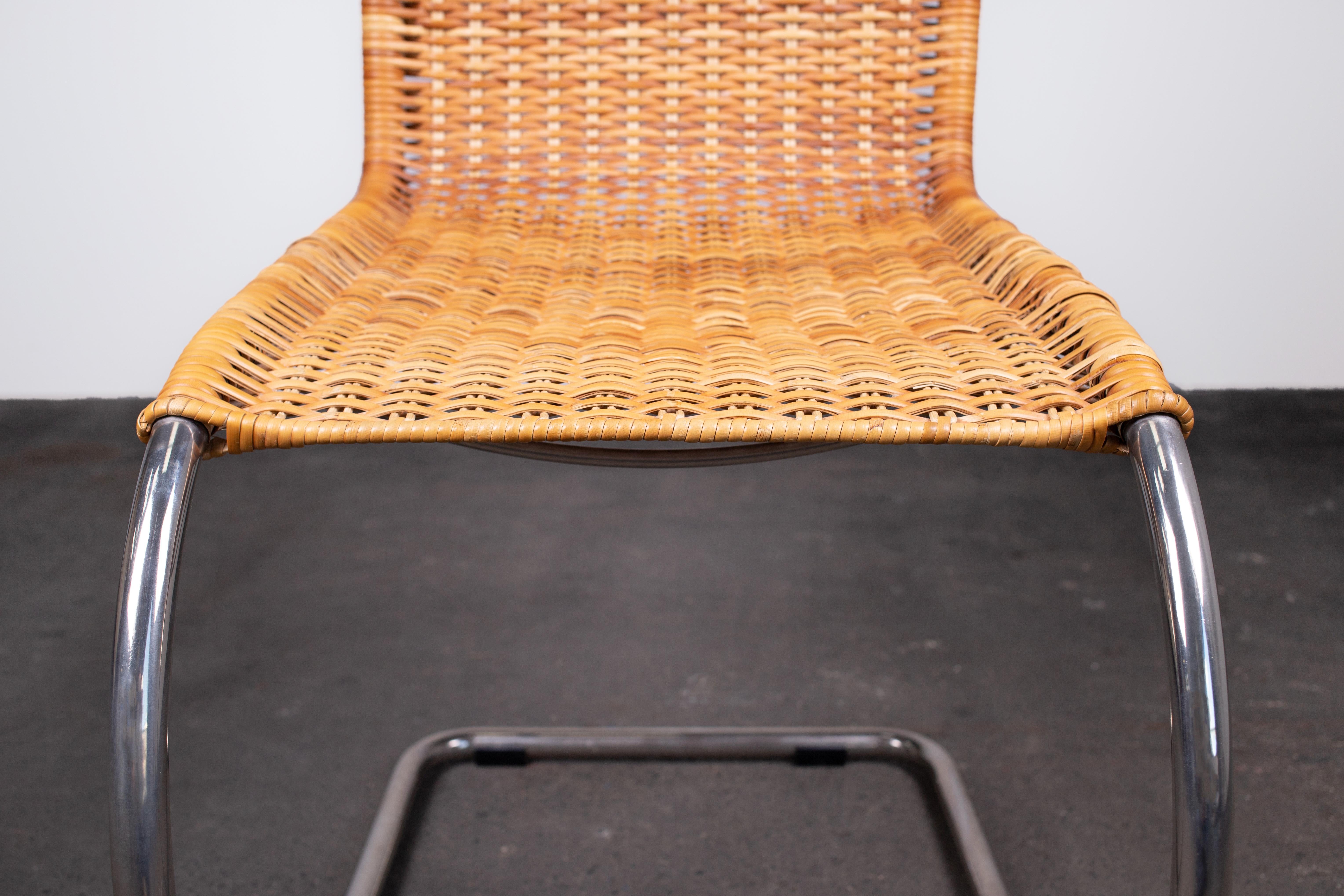 Rattan MR Chair by Mies Van Der Rohe, Rare Elegant Tecta Variant For Sale 8