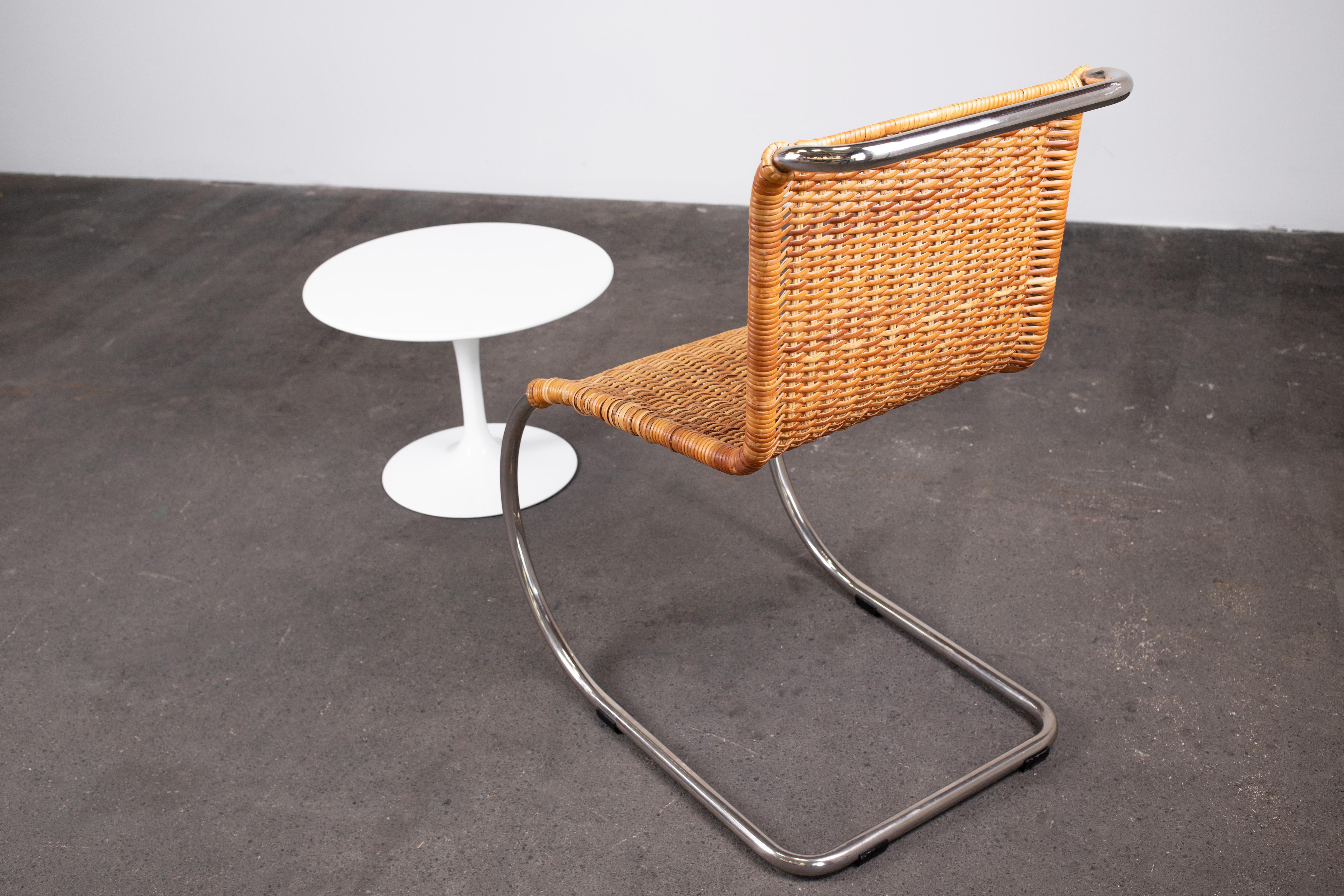 Rattan MR Chair by Mies Van Der Rohe, Rare Elegant Tecta Variant For Sale 9