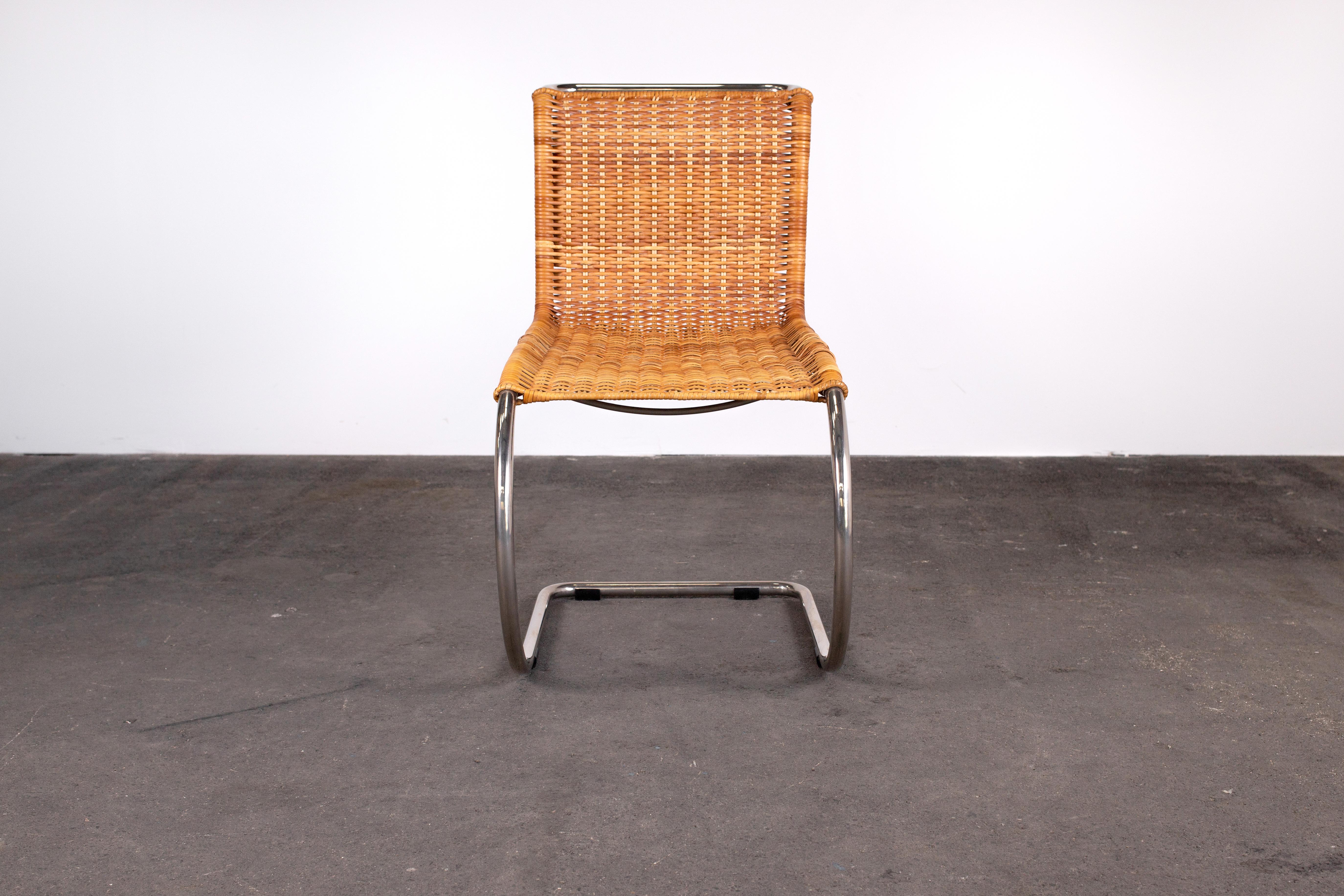 Rattan MR Chair by Mies Van Der Rohe, Rare Elegant Tecta Variant For Sale 10