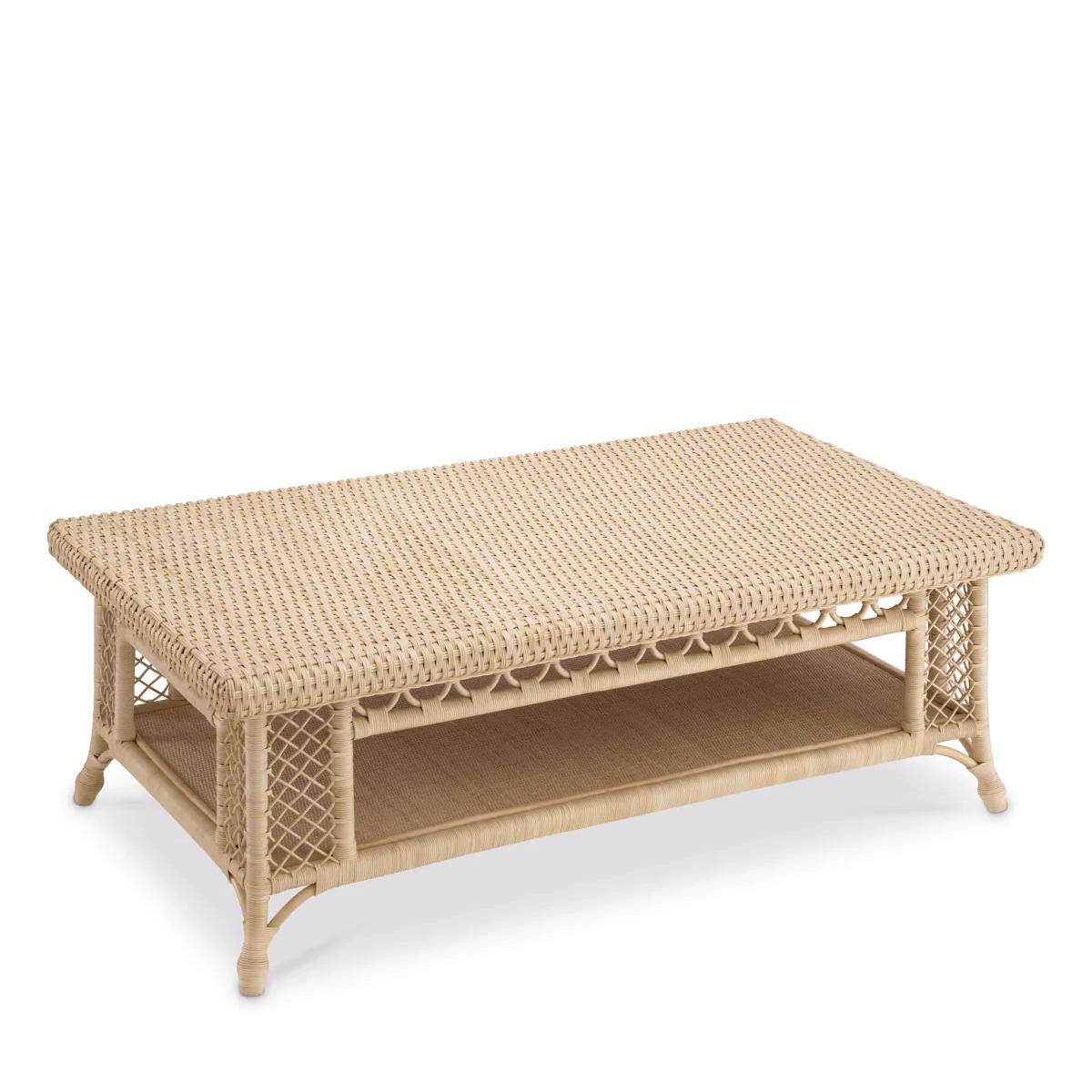 Table basse en rotin naturel avec tous les 
structure en rotin en finition naturelle.
