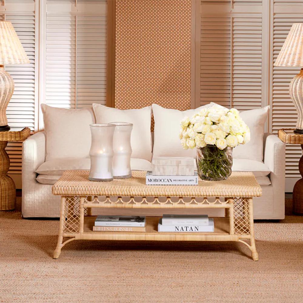 Table basse en rotin naturel en vente 1
