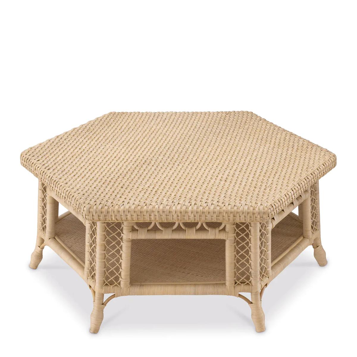 Table basse Hexa Rattan naturel  avec 
toute la structure est en rotin en finition naturelle.