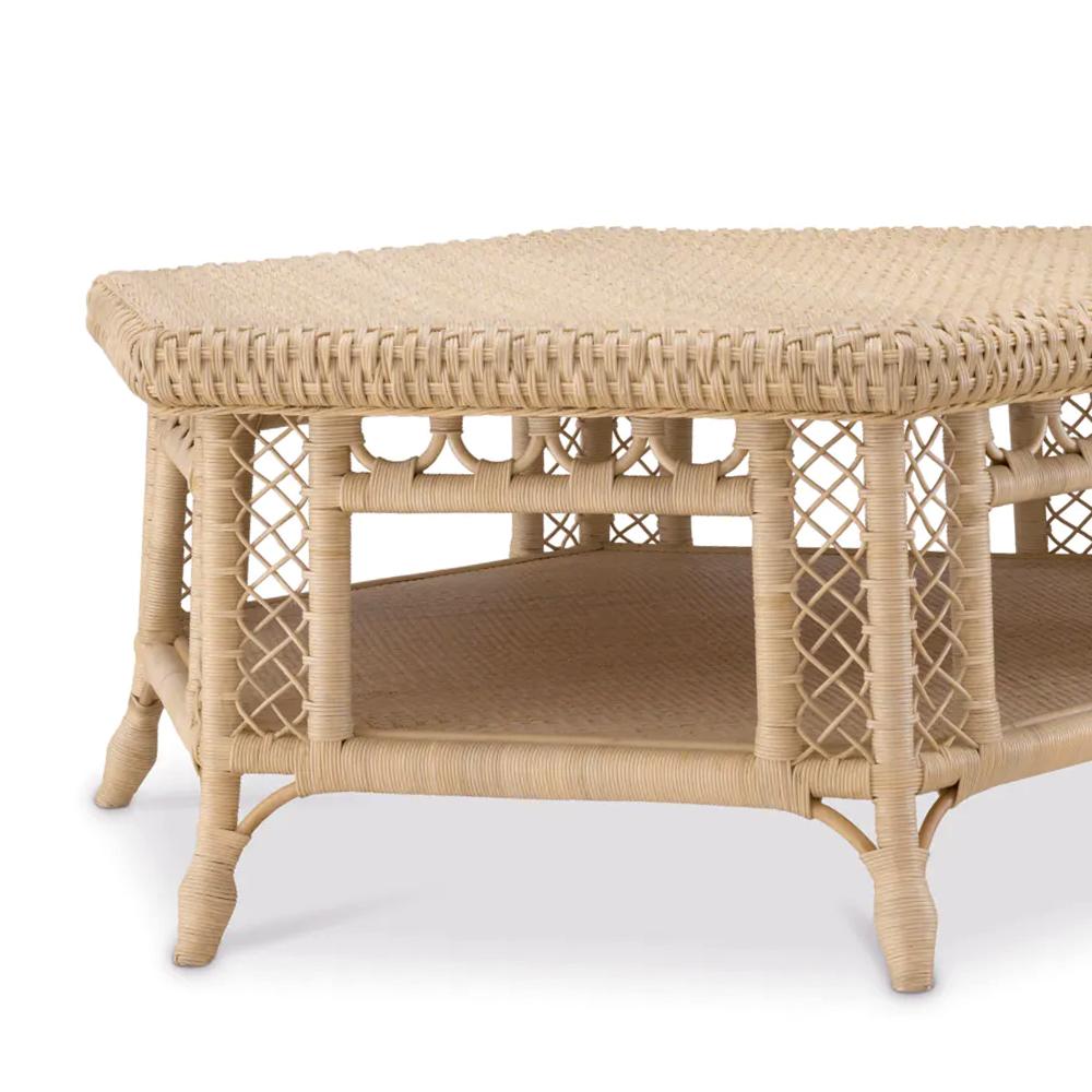 Fait main Table basse Hexa en rotin naturel en vente