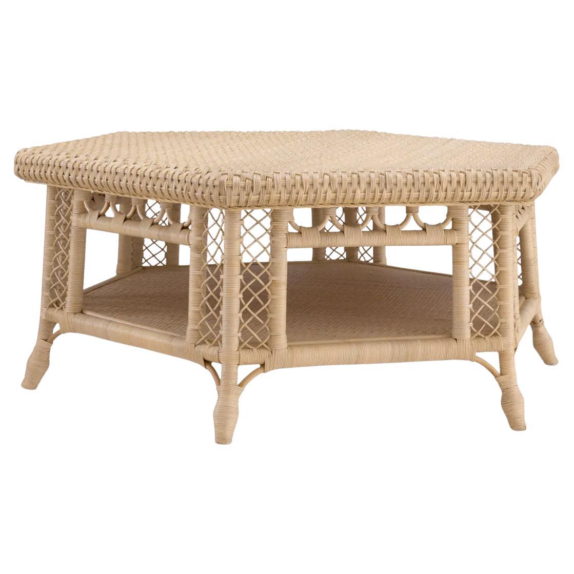 Table basse Hexa en rotin naturel