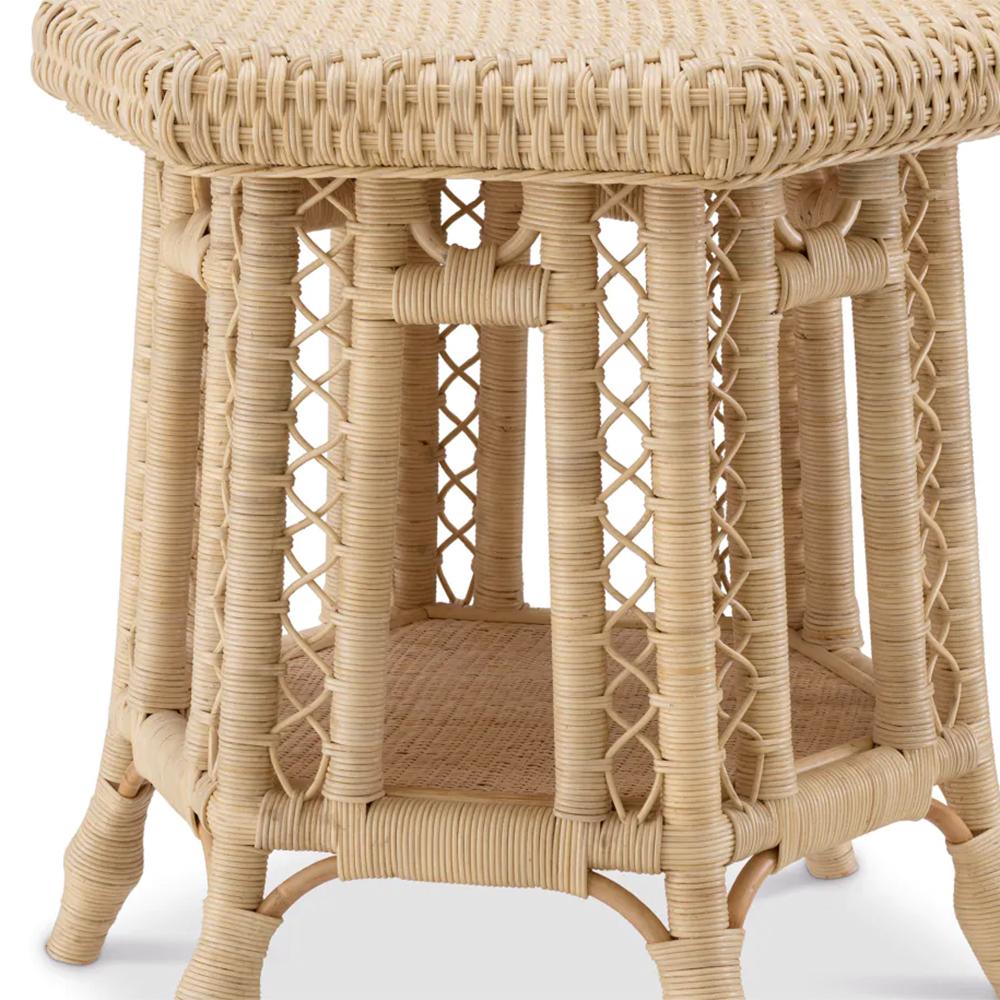 Fait main Table d'appoint Hexa en rotin naturel en vente