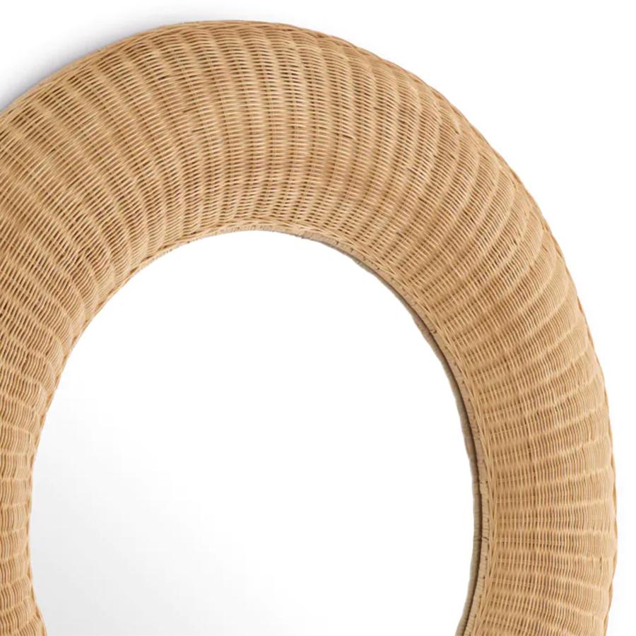 Rattan Natural Round Mirror In New Condition For Sale In Paris, FR