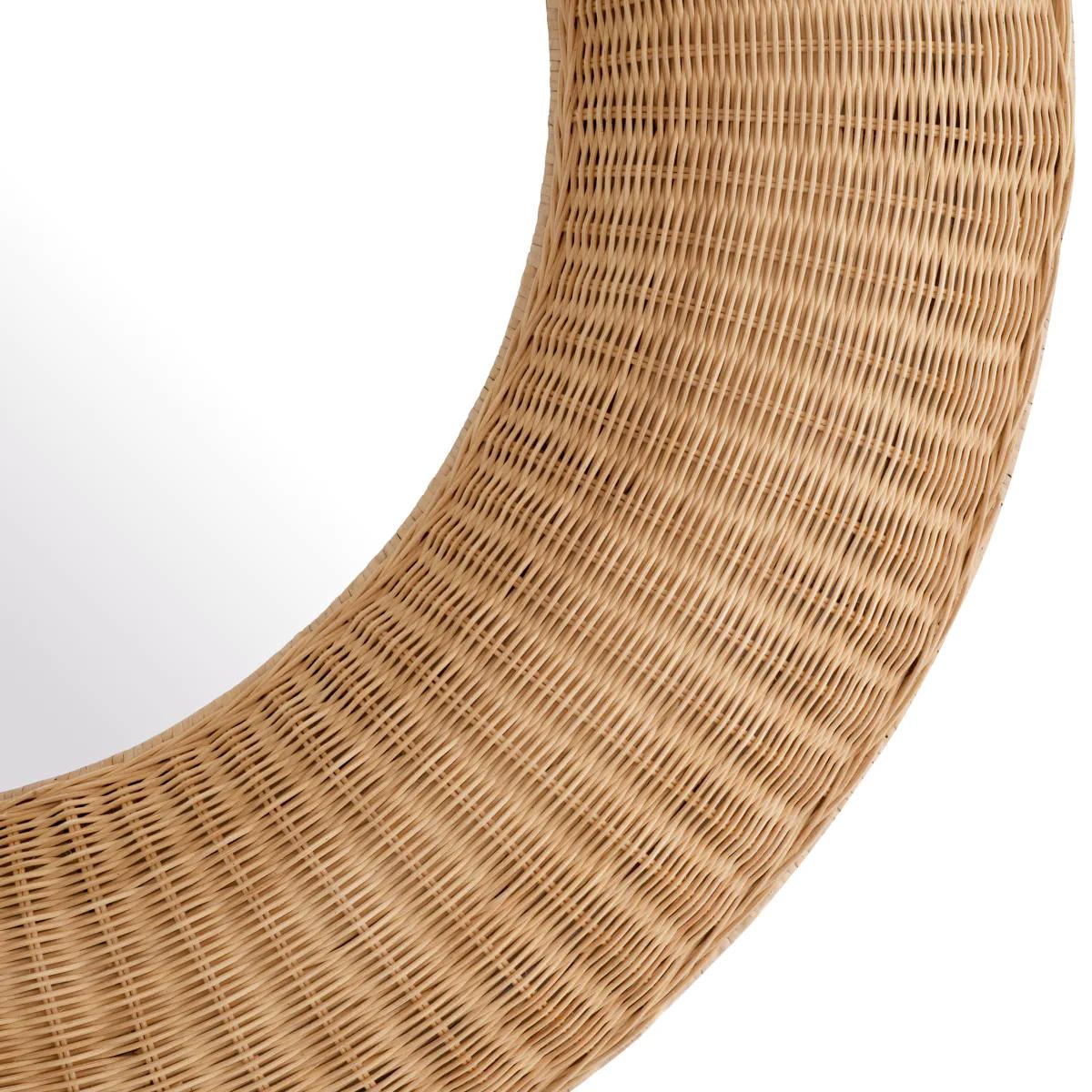 Contemporary Rattan Natural Round Mirror For Sale