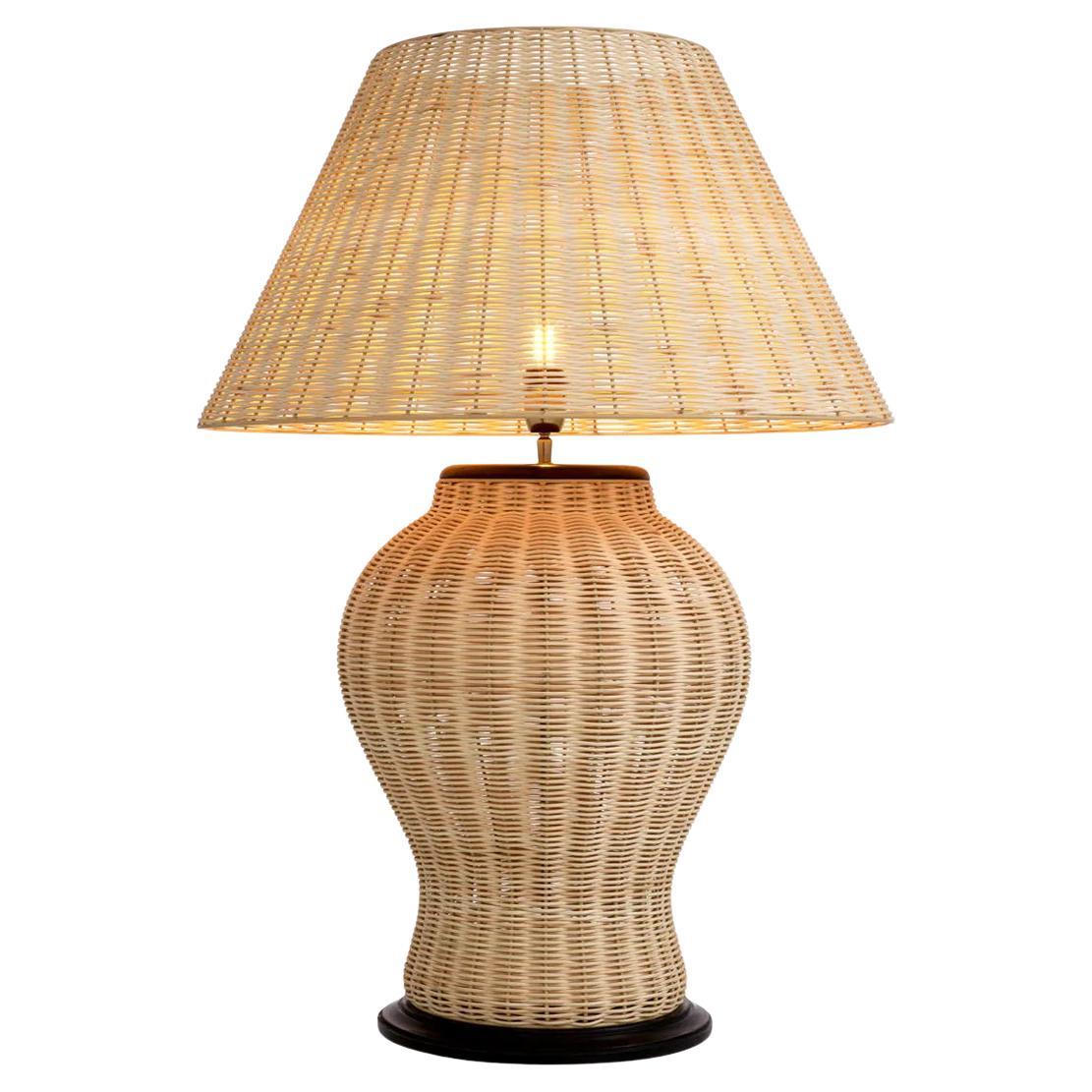 Lampe à poser en rotin naturel