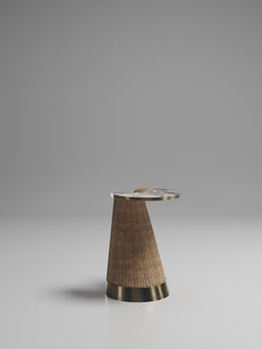 Rattan Nesting Side Table with Patagonia and Brass Inlay by R&Y Augousti