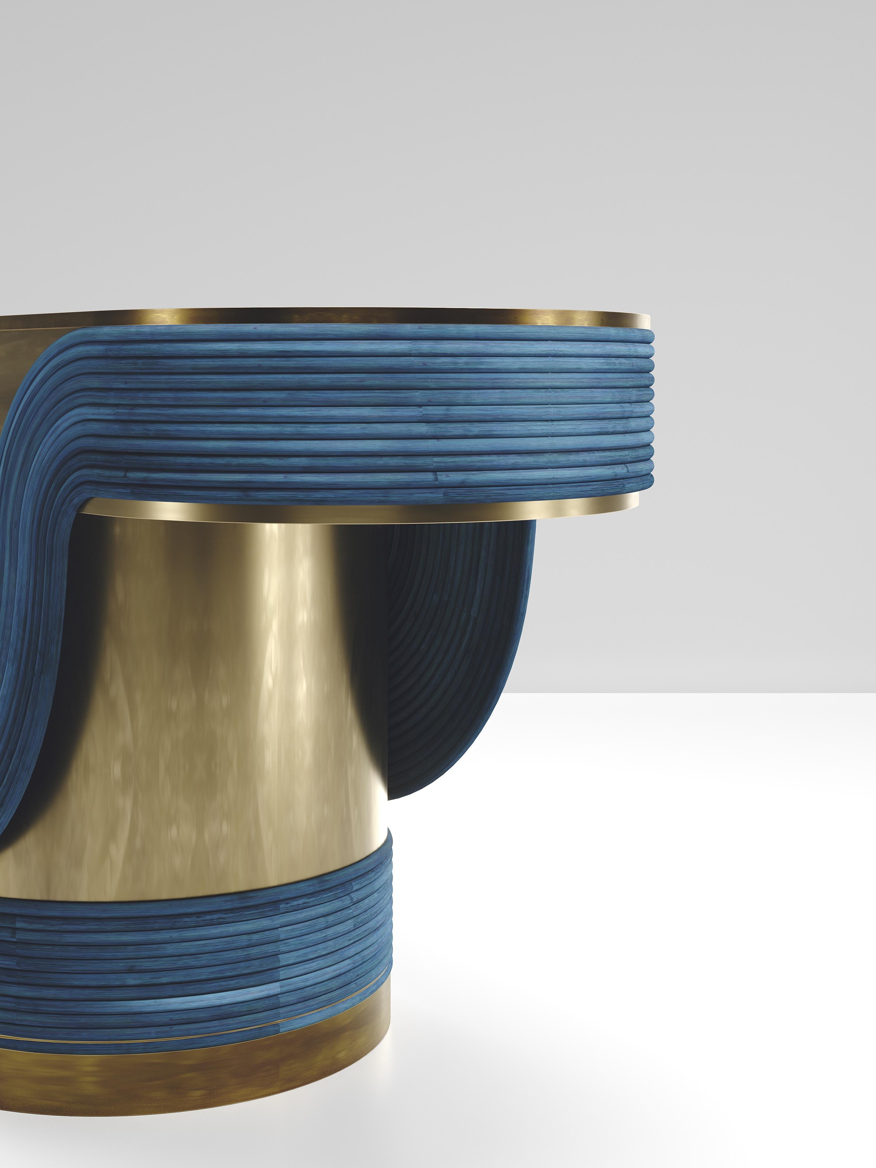 Table d'appoint en rotin avec incrustation de quartz et de laiton par R&Y Augousti en vente 11