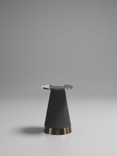 Rattan Nesting Side Table with Quartz and Brass Inlay by R&Y Augousti