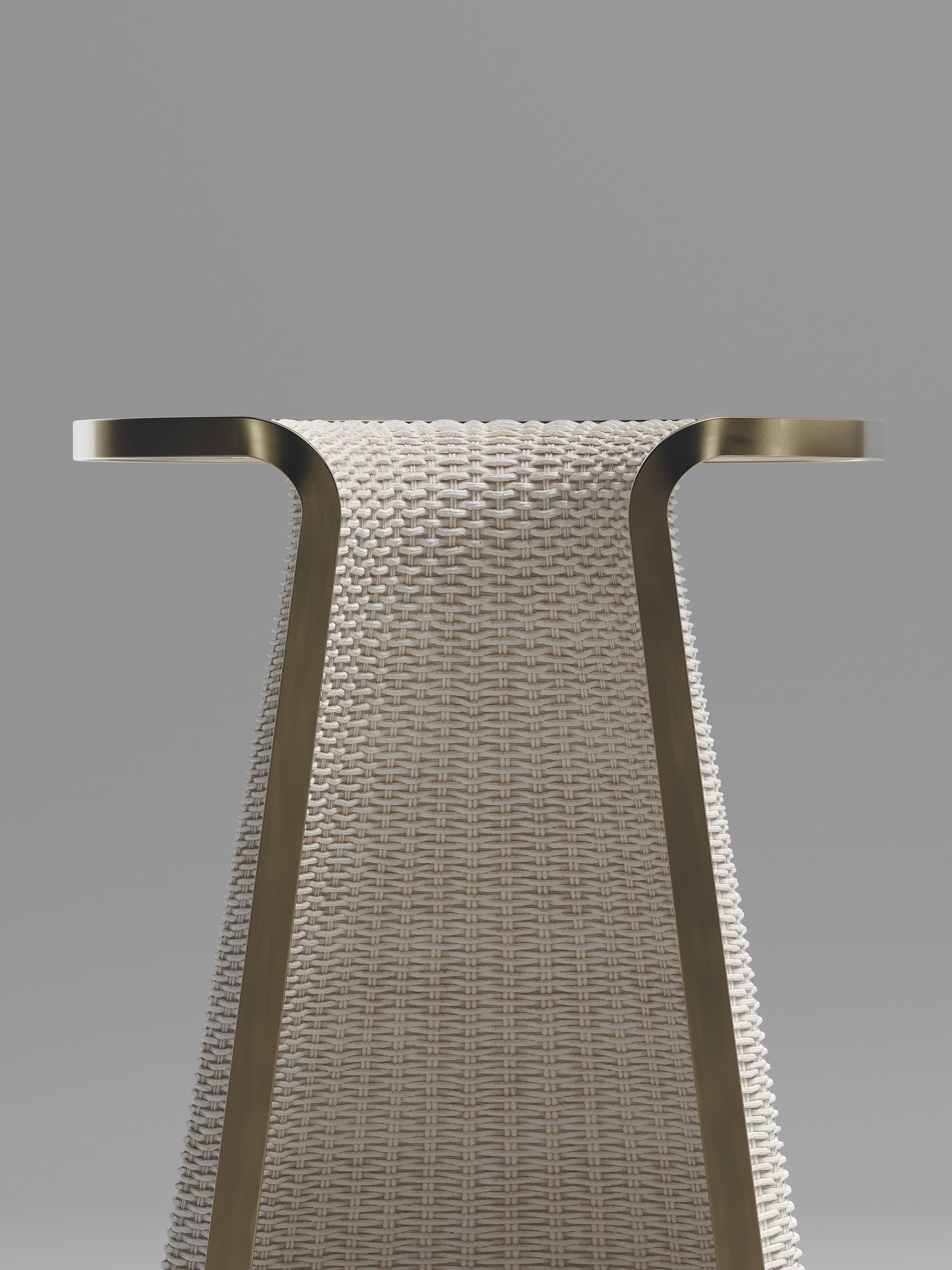 Contemporary Rattan Nesting Side Table with Quartz and Brass Inlay by R&Y Augousti For Sale