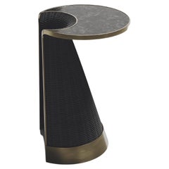 Rattan Nesting Side Table with Quartz and Brass Inlay by R&Y Augousti