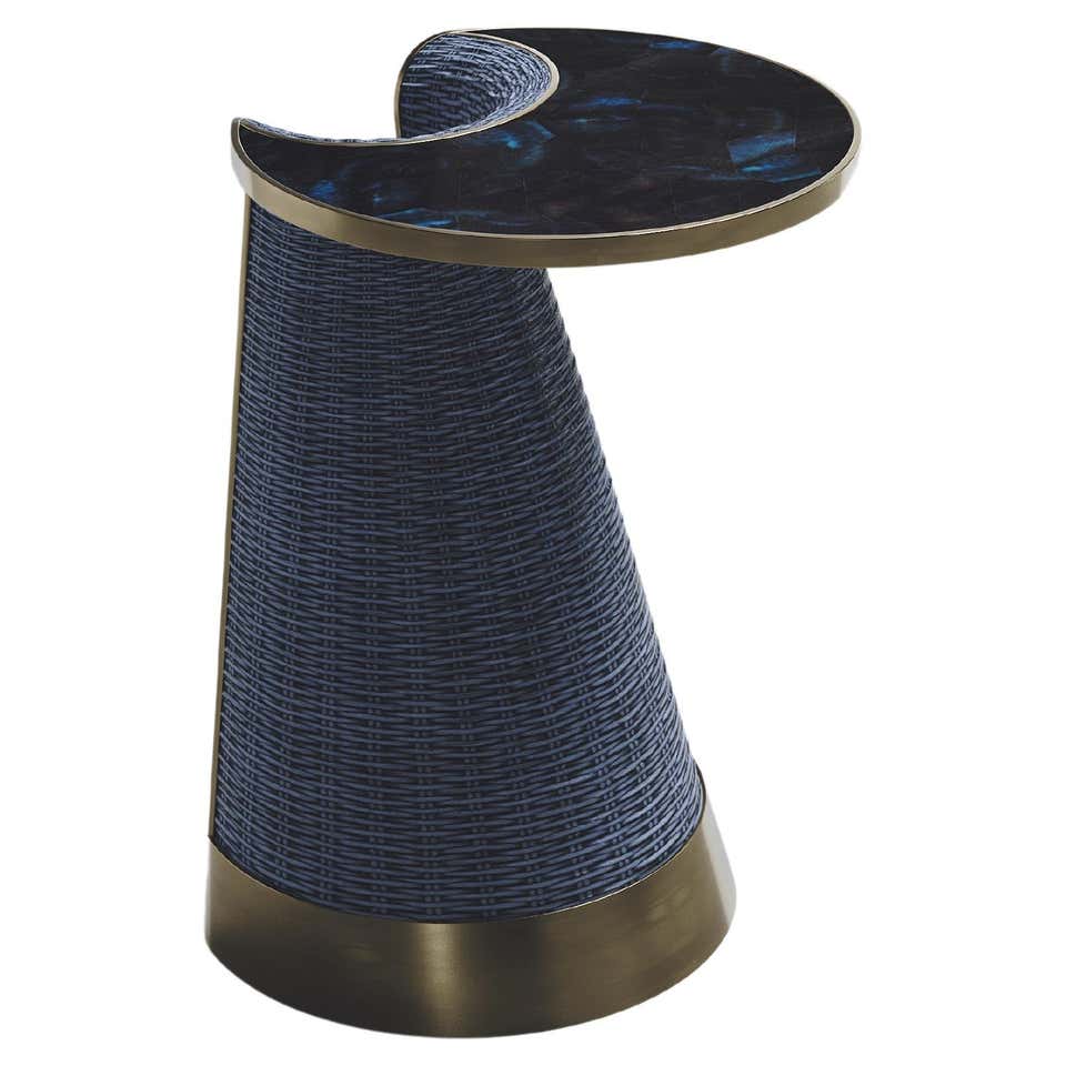 Shagreen and Shell Nesting Side Tables with Brass Inlay by R&Y Augousti ...
