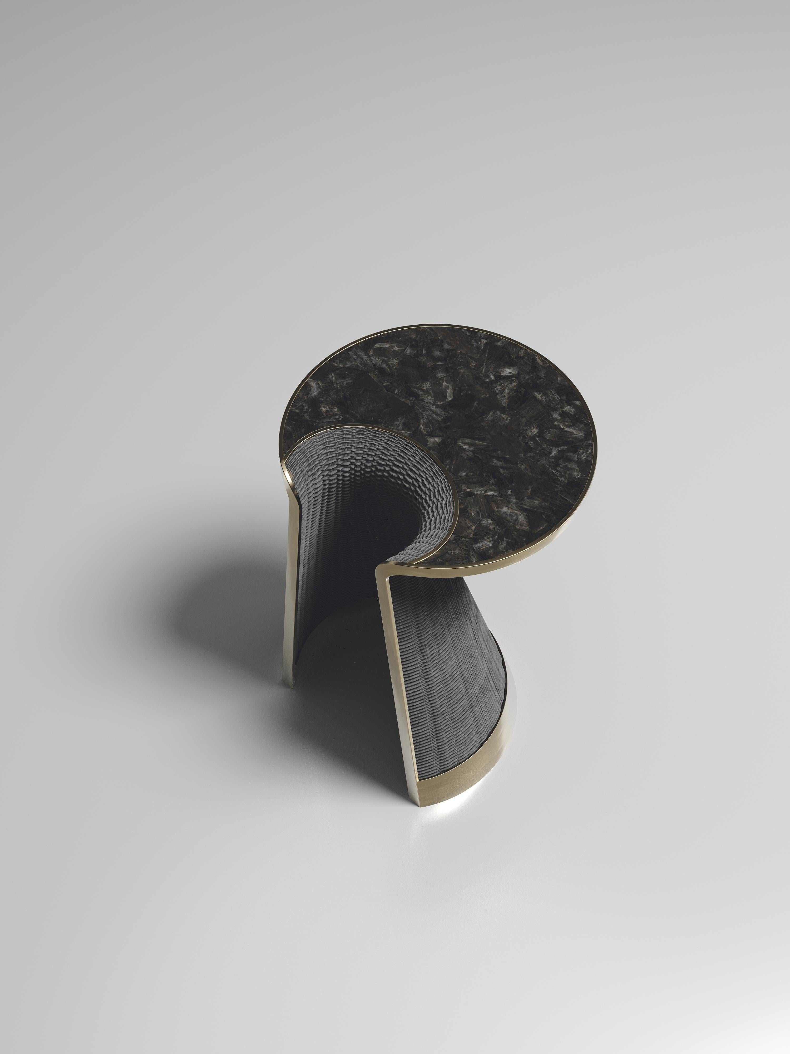 Philippine Rattan Nesting Side Tables with Quartz and Brass Inlay by R&Y Augousti For Sale