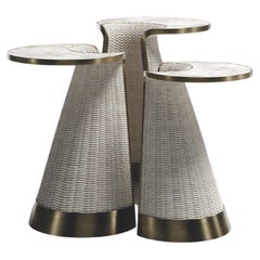Rattan Nesting Side Tables with Quartz and Brass Inlay by R&Y Augousti