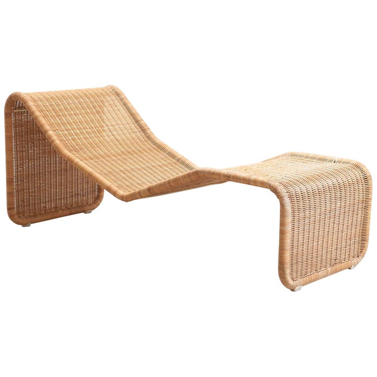 Rattan P3S Chaise Longue by Tito Agnoli For Sale at 1stDibs