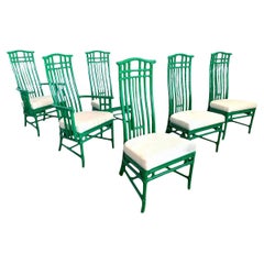 Rattan Pagoda Style Dining Chairs by McGuire