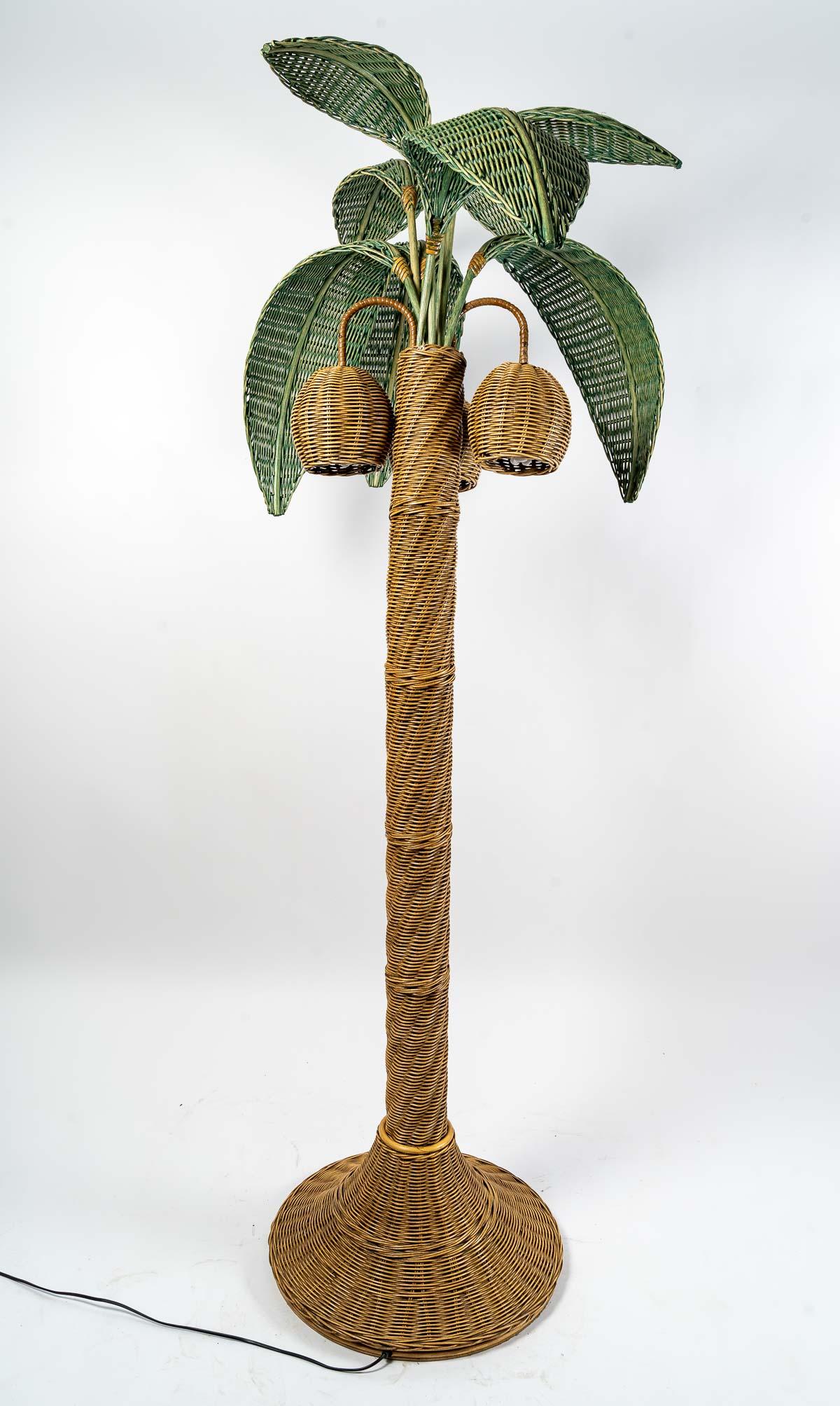 rattan palm tree floor lamp