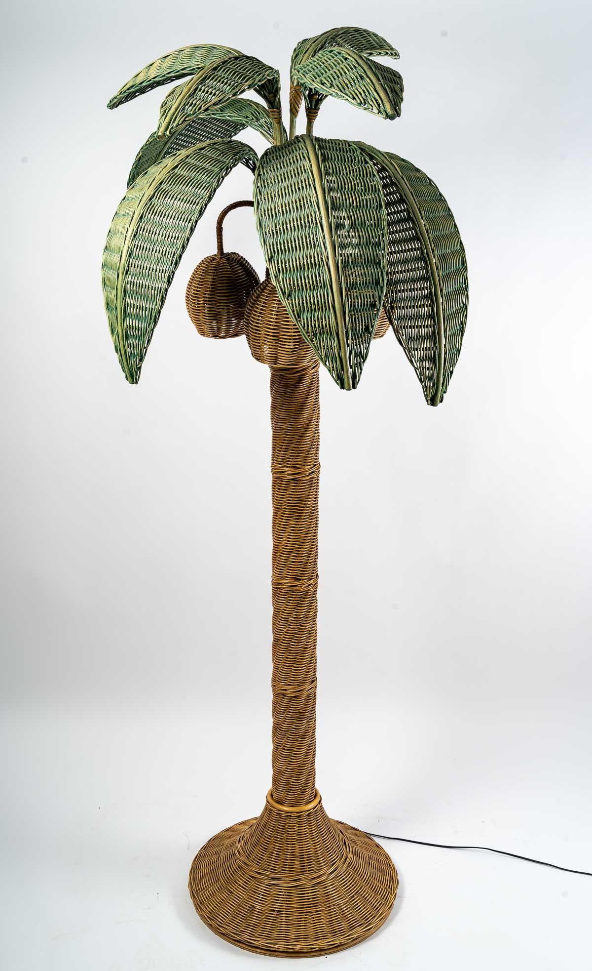 Late 20th Century Rattan Palm Floor Lamp, Mario Lopez Torres