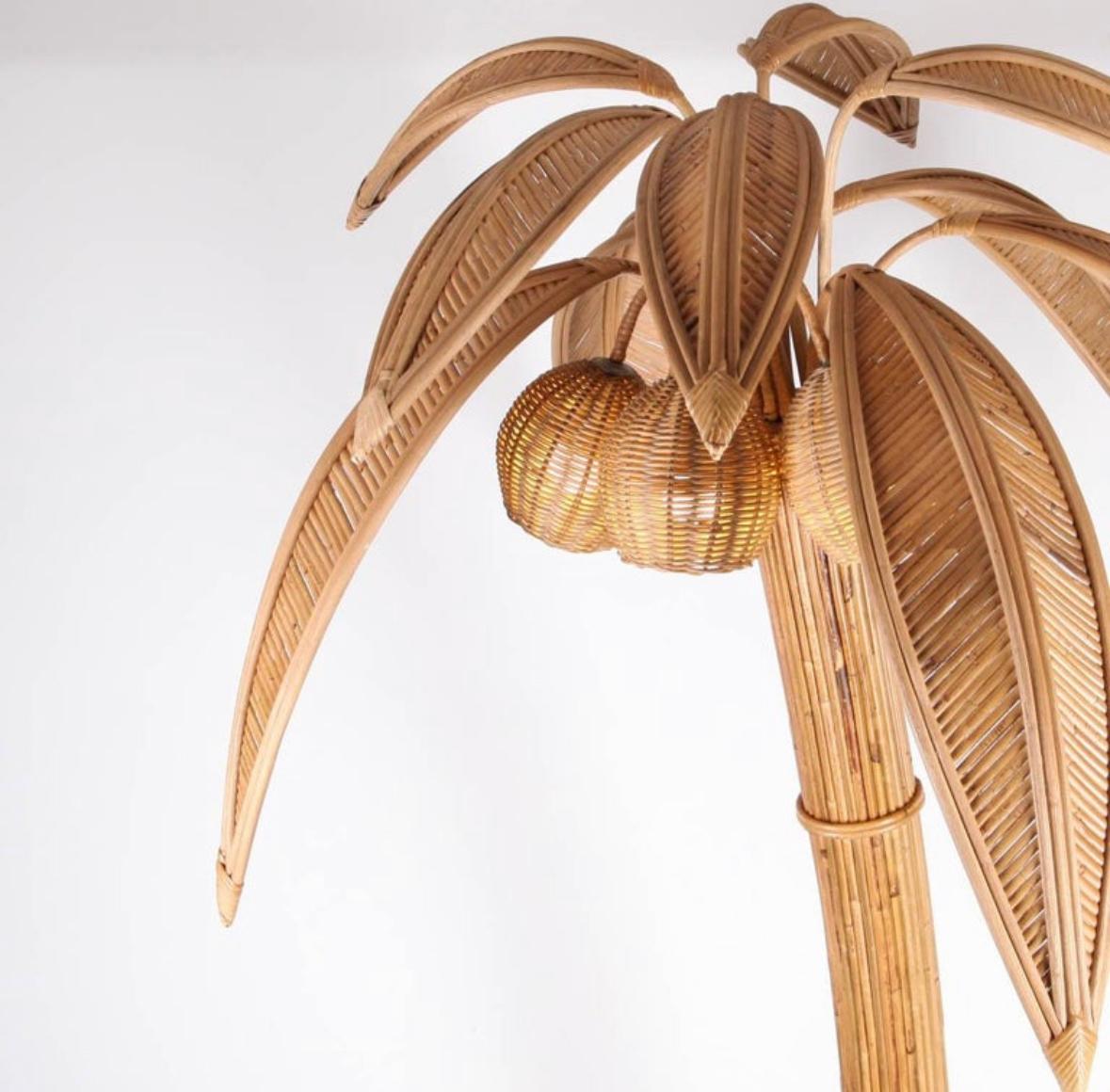Contemporary Rattan « Palm tree/ coconut tree » floor lamp For Sale