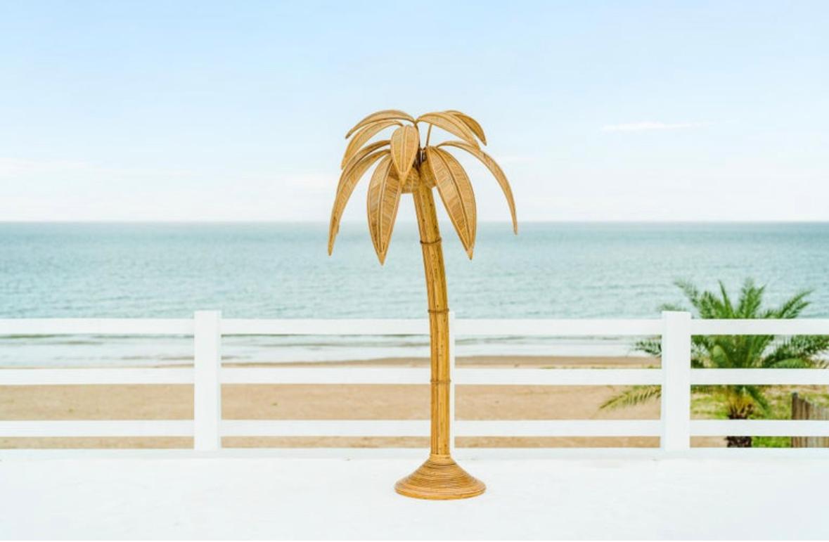 Rattan « Palm tree/ coconut tree » floor lamp For Sale 4