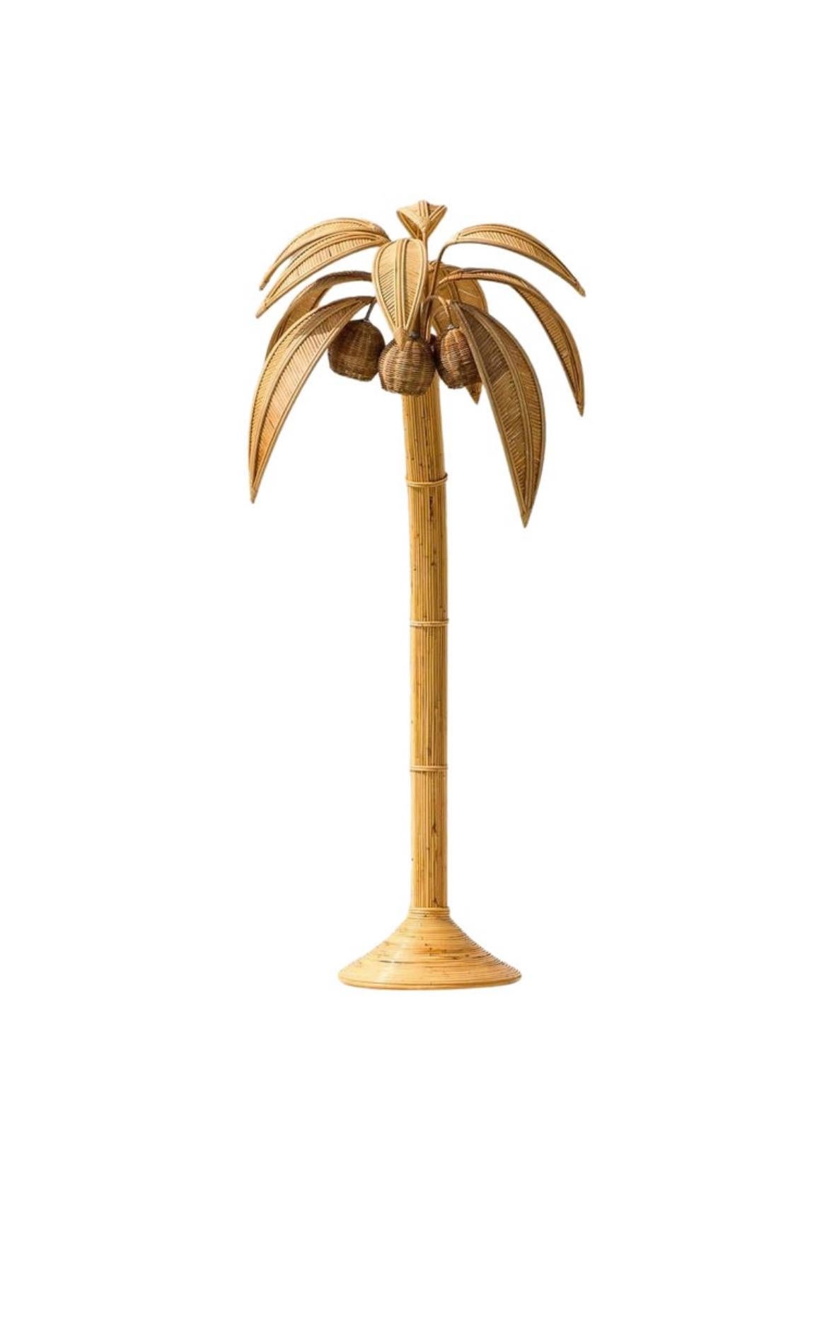Rattan « Palm tree/ coconut tree » floor lamp For Sale 5