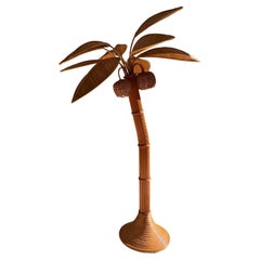 Rattan Palm Tree Floor Lamp after Mario Lopez Torrez c. 1980’s