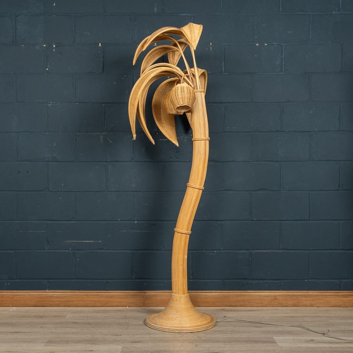 Rattan Palm Tree Floor Lamp by Mario Lopez Torres, Mexico, c.1970 In Good Condition In Royal Tunbridge Wells, Kent