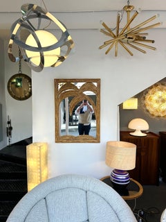 Miroir palmier en rotin de Vivai Del Sud. Italie, 1970