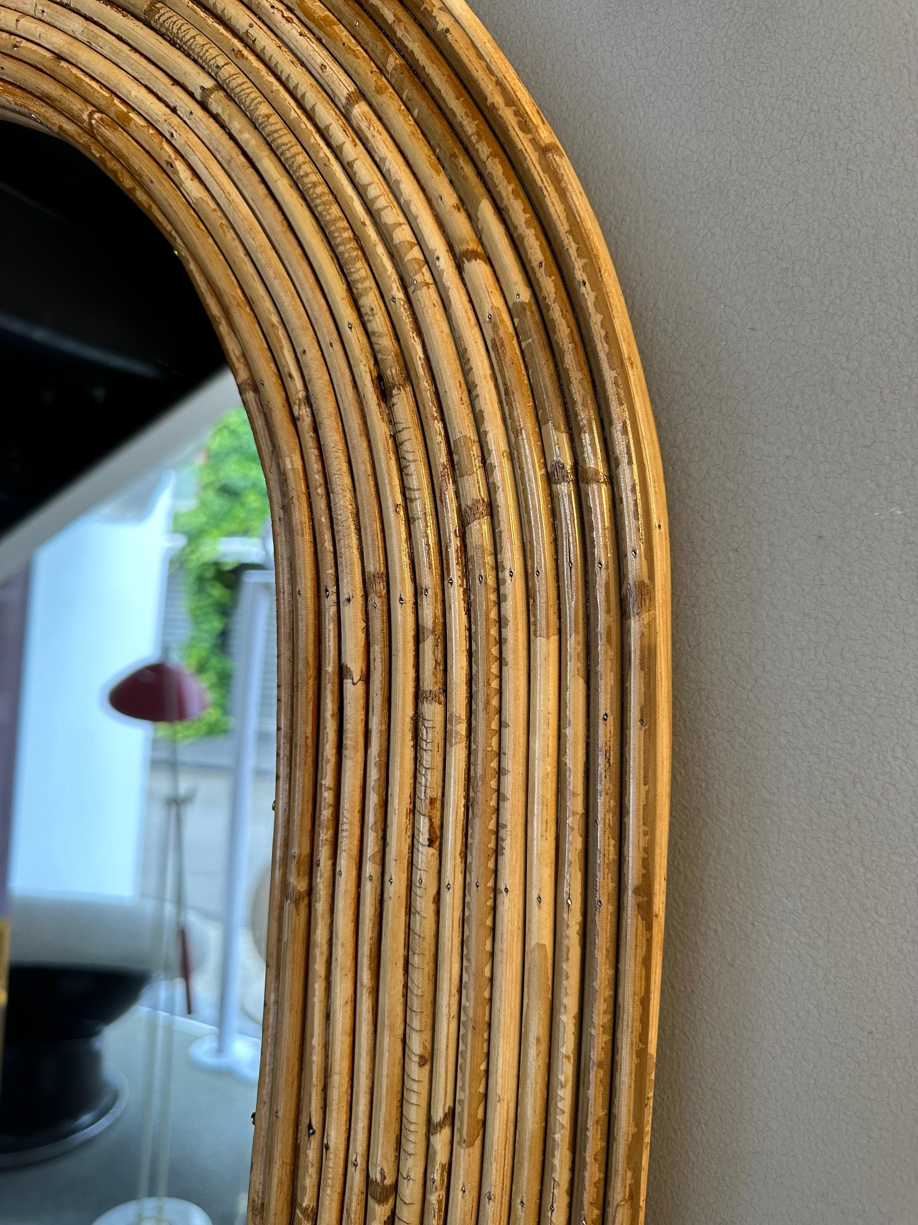 Fin du 20e siècle Miroir palmier en rotin de Vivai Del Sud. Italie, 1970
