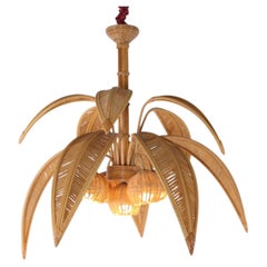 Rattan "palmtree/coconut" chandelier