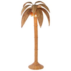 Rattan palmtree floor lamp