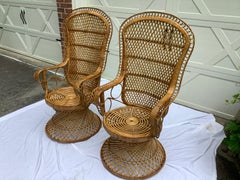 Rattan Peacock Style Chars, A Pair