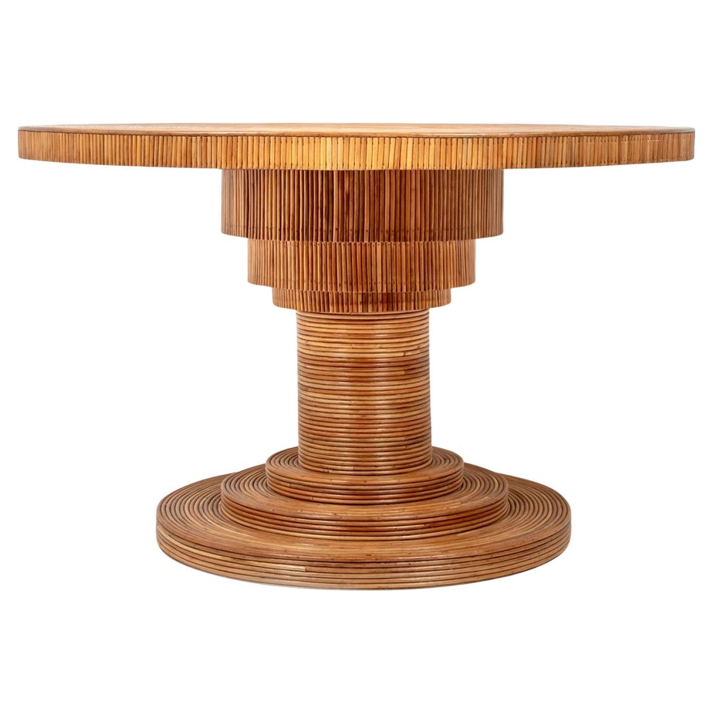 Vintage Rattan Double Pedestal Dining Table at 1stDibs