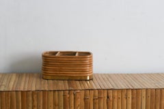 Rattan Pencil Reed Desk Organizer Mid Century Modern